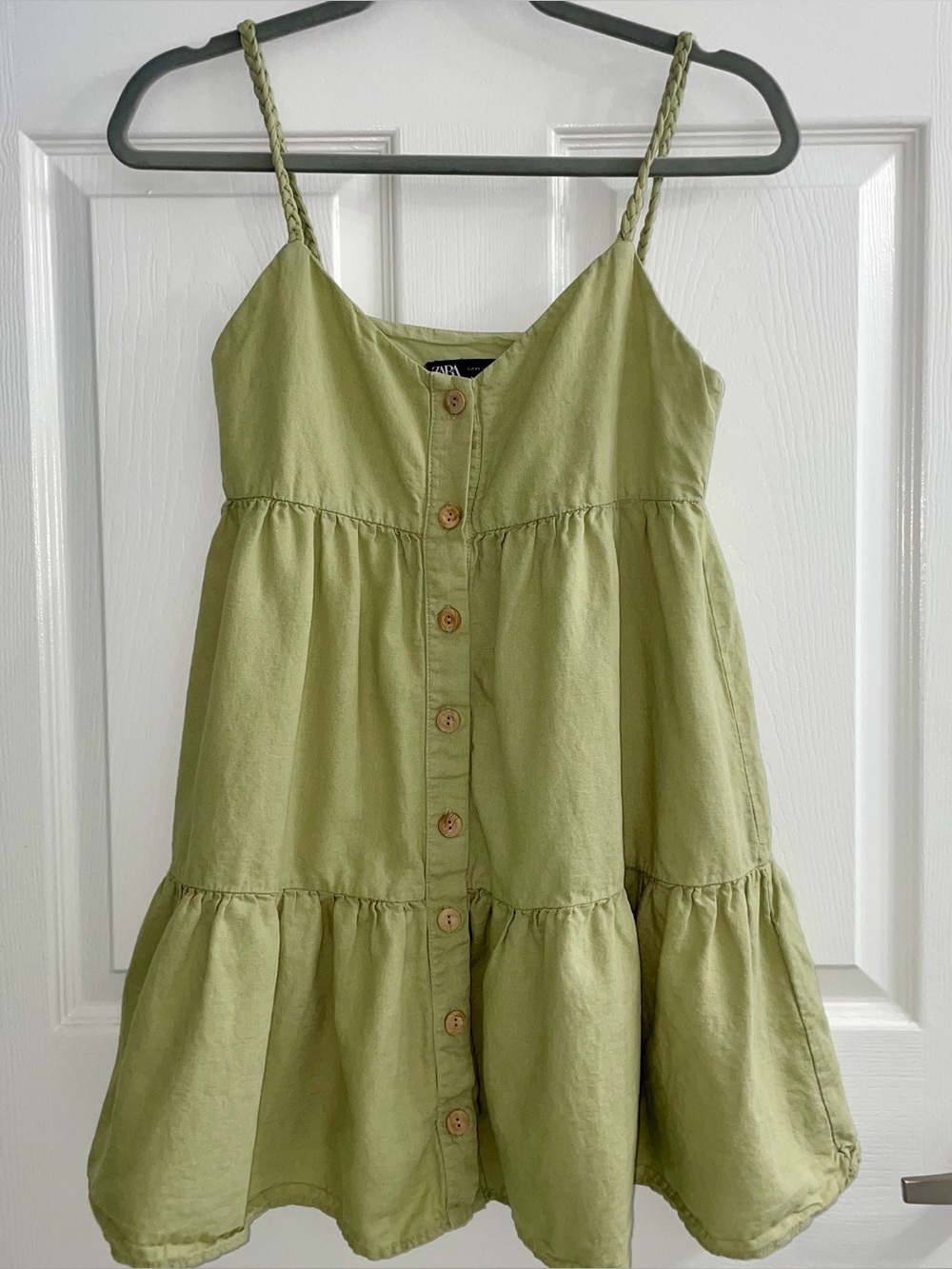 Zara Olive Green Empire Cami Dress Size XS - Picture 5 of 9